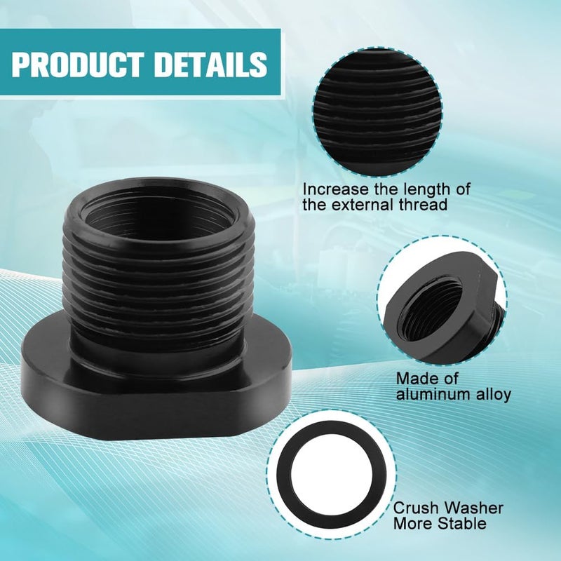Ranjaner 3Pcs Thread Adapters with Metal Washers, 1/2x28 to 5/8x24 Thread Adapter Aluminium Alloy, Oil Filter Adapter 1/2-28 Thread Protector Black Oxide Finish - Image 4